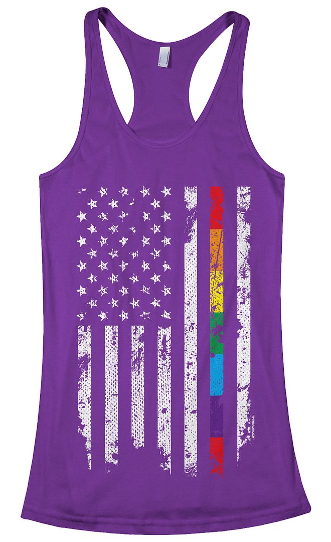 Threadrock Womens Gay Pride Rainbow American Flag Racerback Tank Top